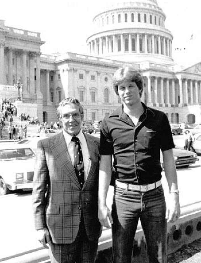 Congressman James Abdnor (left) poses for a picture in front of the U.S. Capitol building in Washington D.C. with 18-year-old John Thune in 1979. (Photo courtesy of Sen. John Thune's Office)