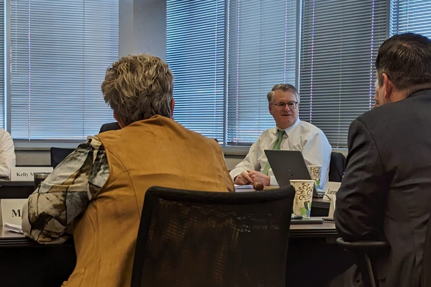Matt Clark, chief investment officer for the state of South Dakota, talks to members of the South Dakota Investment Council on April 4, 2024, in Sioux Falls. (Photo by John Hult/South Dakota Searchlight)