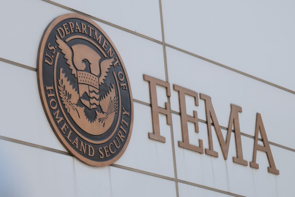 The Federal Emergency Management Agency building is seen on May 15, 2025 in Washington, D.C.  (Photo by Kayla Bartkowski/Getty Images)