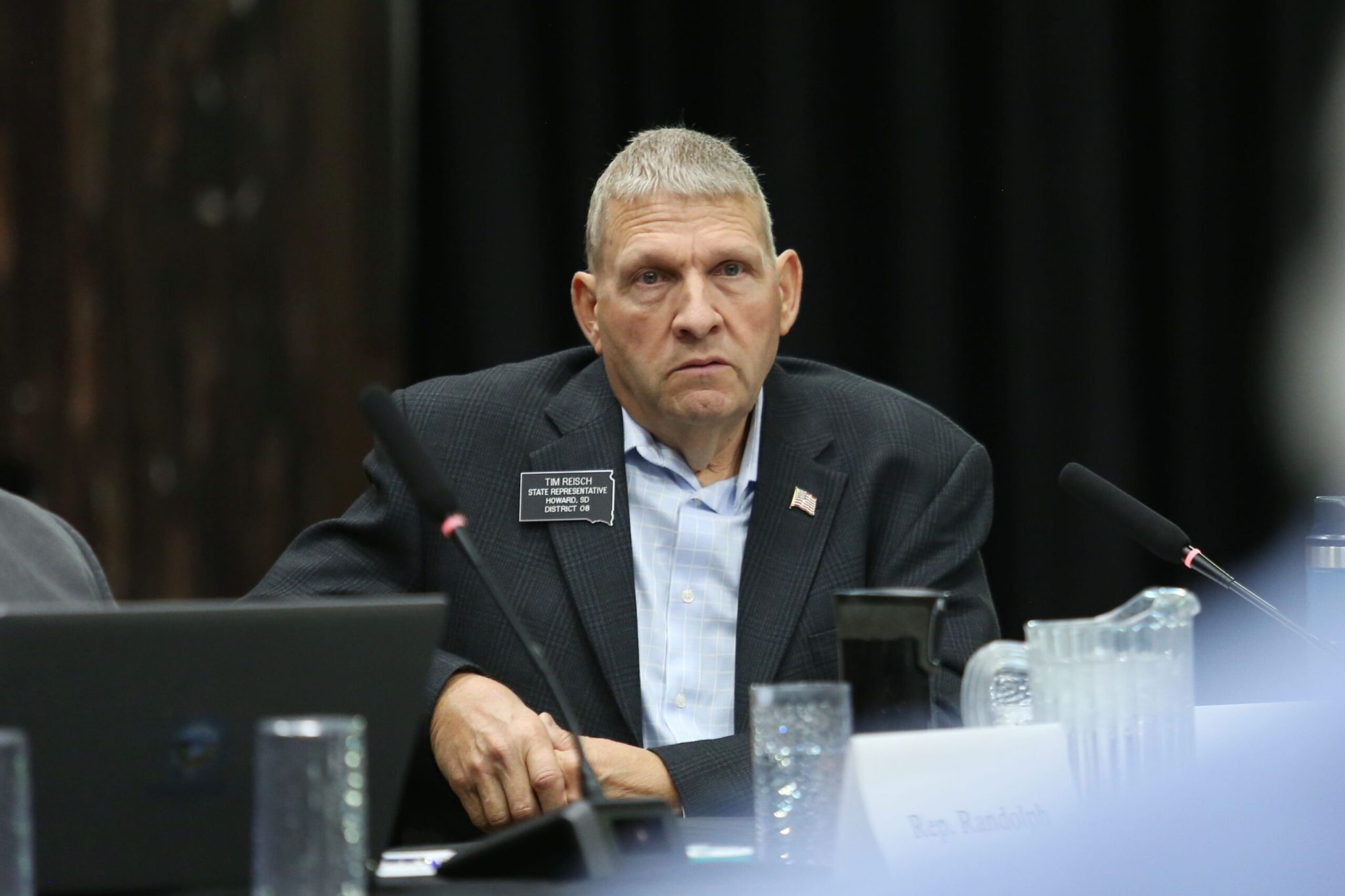 Rep. Tim Reisch, R-Howard, listens to a speaker during an interim committee meeting on Oct. 29, 2025 in Sioux Falls. (Photo by Makenzie Huber/South Dakota Searchlight)