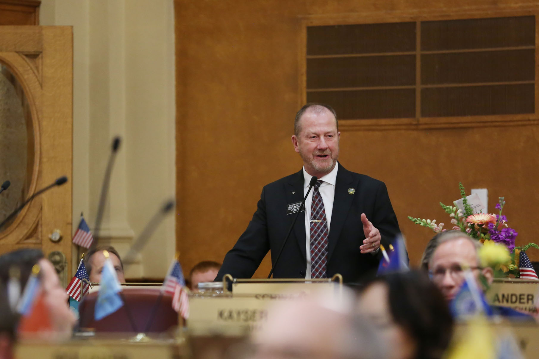 Rep. Marty Overweg, R-New Holland, speaks on the House floor in Pierre on Feb. 11, 2026. (Photo by Makenzie Huber/South Dakota Searchlight)