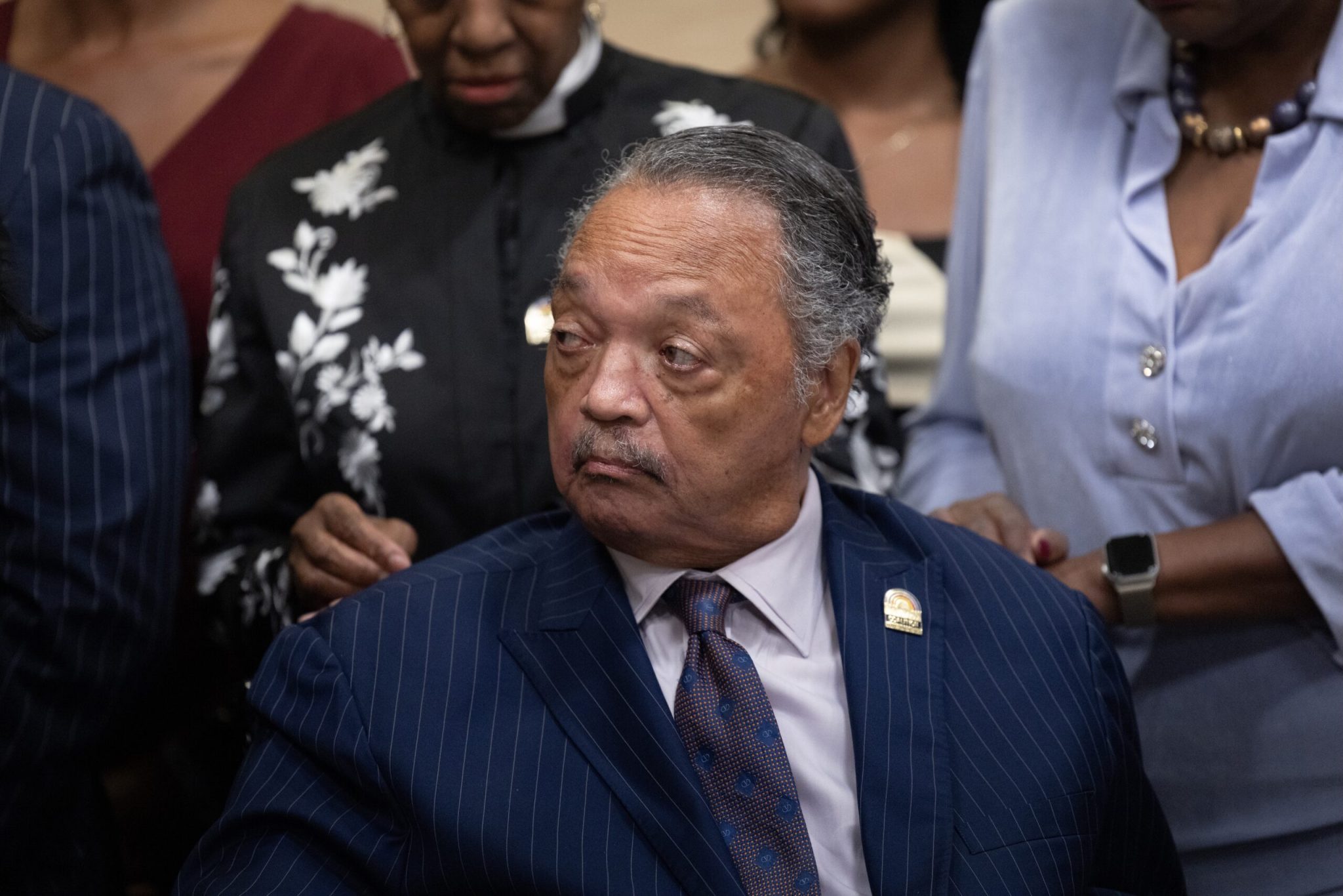 Civil rights leader the Rev. Jesse L. Jackson Sr. visits with guests at the National Bar Association's annual convention on July 31, 2025 in Chicago, Illinois. (Photo by Scott Olson/Getty Images)