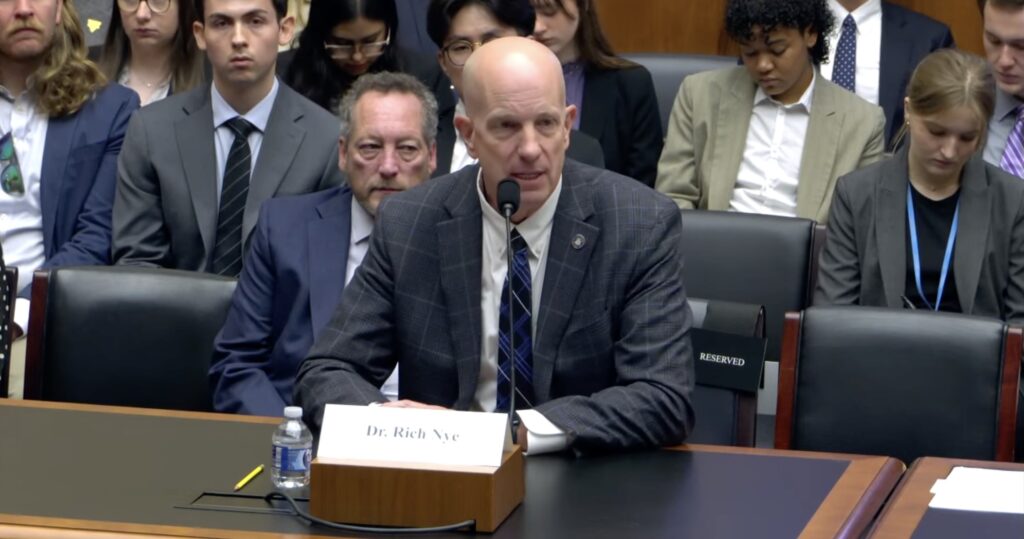 Rich Nye, senior adviser for education policy to Utah Gov. Spencer Cox, testifies at a hearing of the U.S. House Subcommittee on Early Childhood, Elementary and Secondary Education on June 10, 2025. (Screenshot from committee webcast)