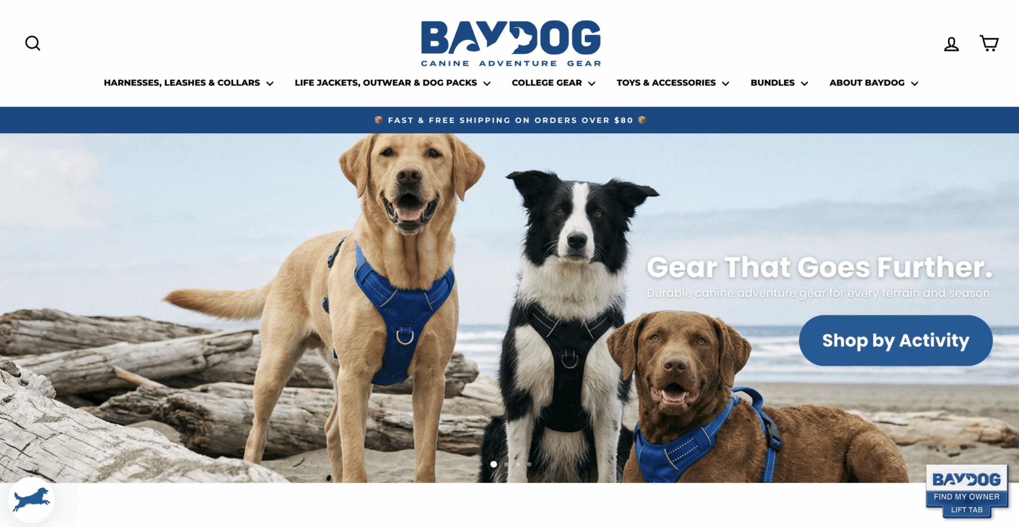 A screenshot of the Baydog company website on Feb. 13, 2026. (Screenshot via baydog.com)