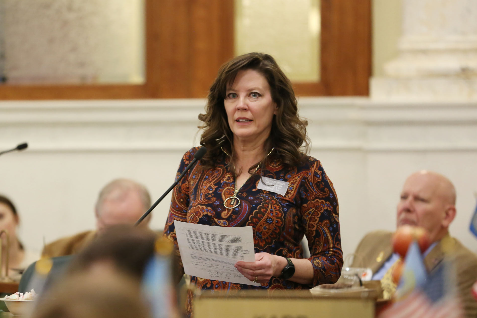 Sen. Taffy Howard, R-Rapid City, speaks on the Senate floor in Pierre on Feb. 11, 2026. (Photo by Makenzie Huber/South Dakota Searchlight)