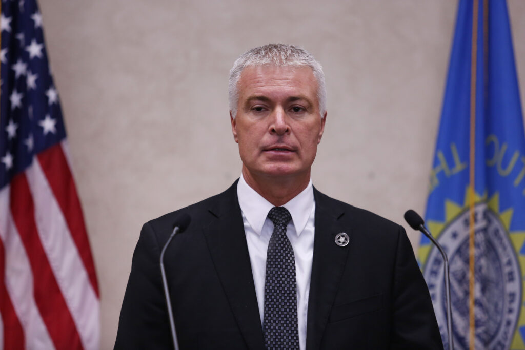 South Dakota Attorney General Marty Jackley speaks during a press conference on Dec. 19, 2025, in Sioux Falls. (Photo by Makenzie Huber/South Dakota Searchlight)