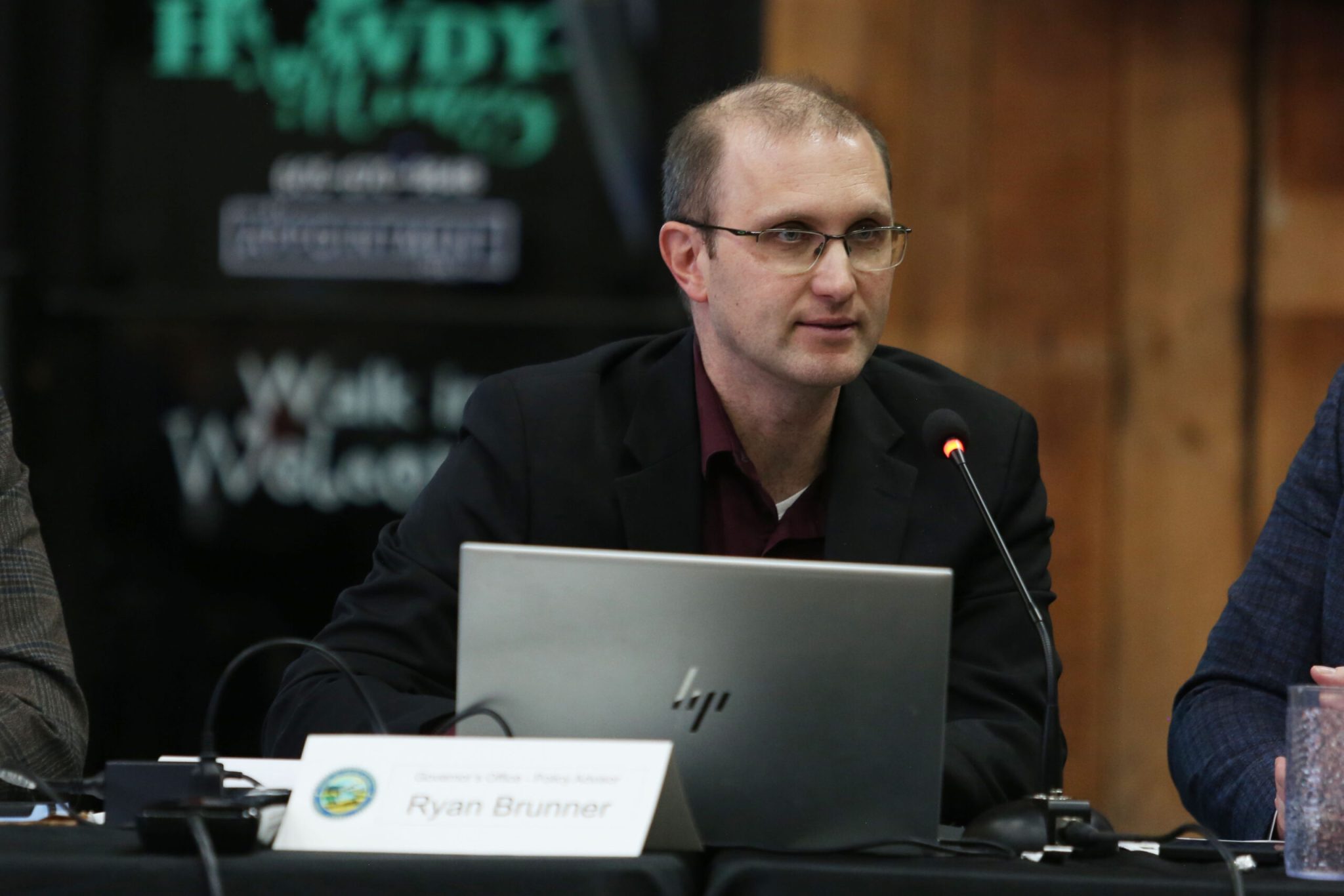 Ryan Brunner, senior policy adviser for the governor, speaks during the state Correctional Rehabilitation Task Force meeting in Sioux Falls on Oct. 29, 2025. (Makenzie Huber/South Dakota Searchlight)