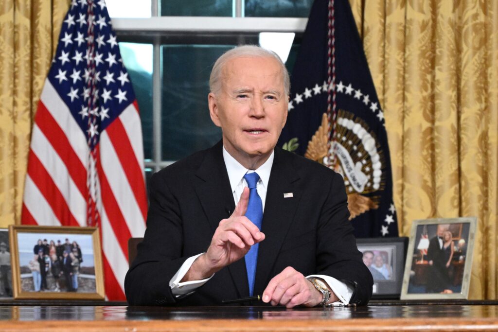 President Joe Biden delivers his farewell address to the nation from the Oval Office of the White House on Jan. 15, 2025, in Washington, D.C. (Photo by Mandel Ngan - Pool/Getty Images)
