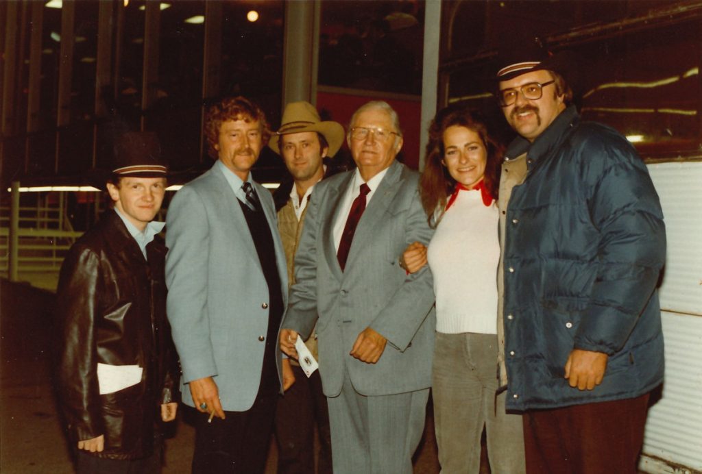KBHB Crew – early 80’s Black Hills Stock Show – long-time news director David Maschoff, Dana Caldwell, Frank Reed (unknown,) (unknown) Bob Looby