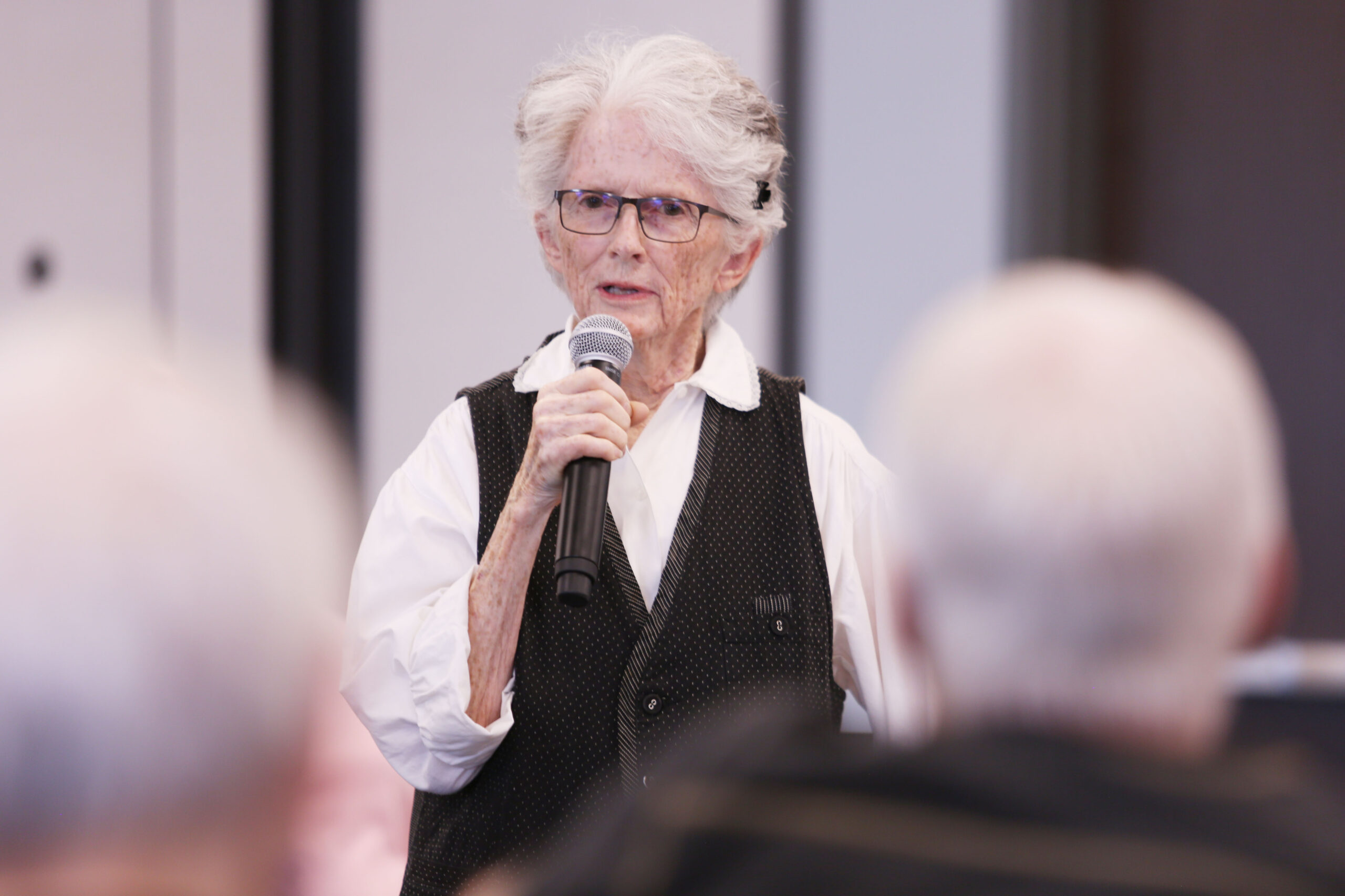 Cathy Brechtelsbauer speaks during a public hearing to cut TANF benefits for South Dakota recipients on June 20, 2025 in Sioux Falls. (Makenzie Huber/South Dakota Searchlight)