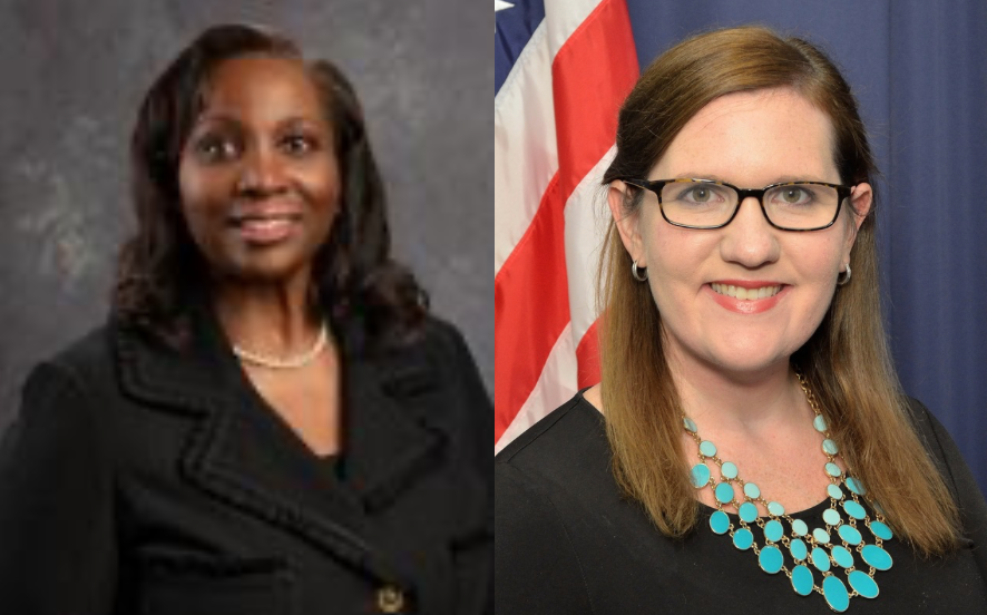 Federal Reserve Board Governor Lisa Cook (left), and Rebecca Slaughter (right), former commissioner of the Federal Trade Commission (Photos courtesy of Federal Reserve Board and Federal Trade Commission)