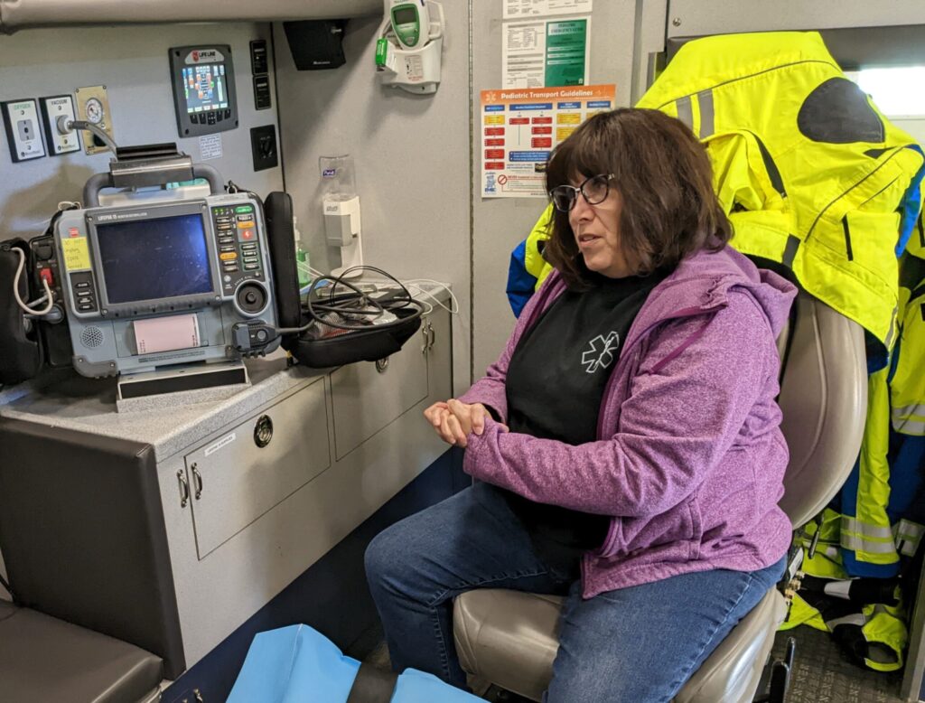 Susan Shumaker, a paramedic for Humboldt Fire and Ambulance, pictured in November 2022. (John Hult/South Dakota Searchlight)