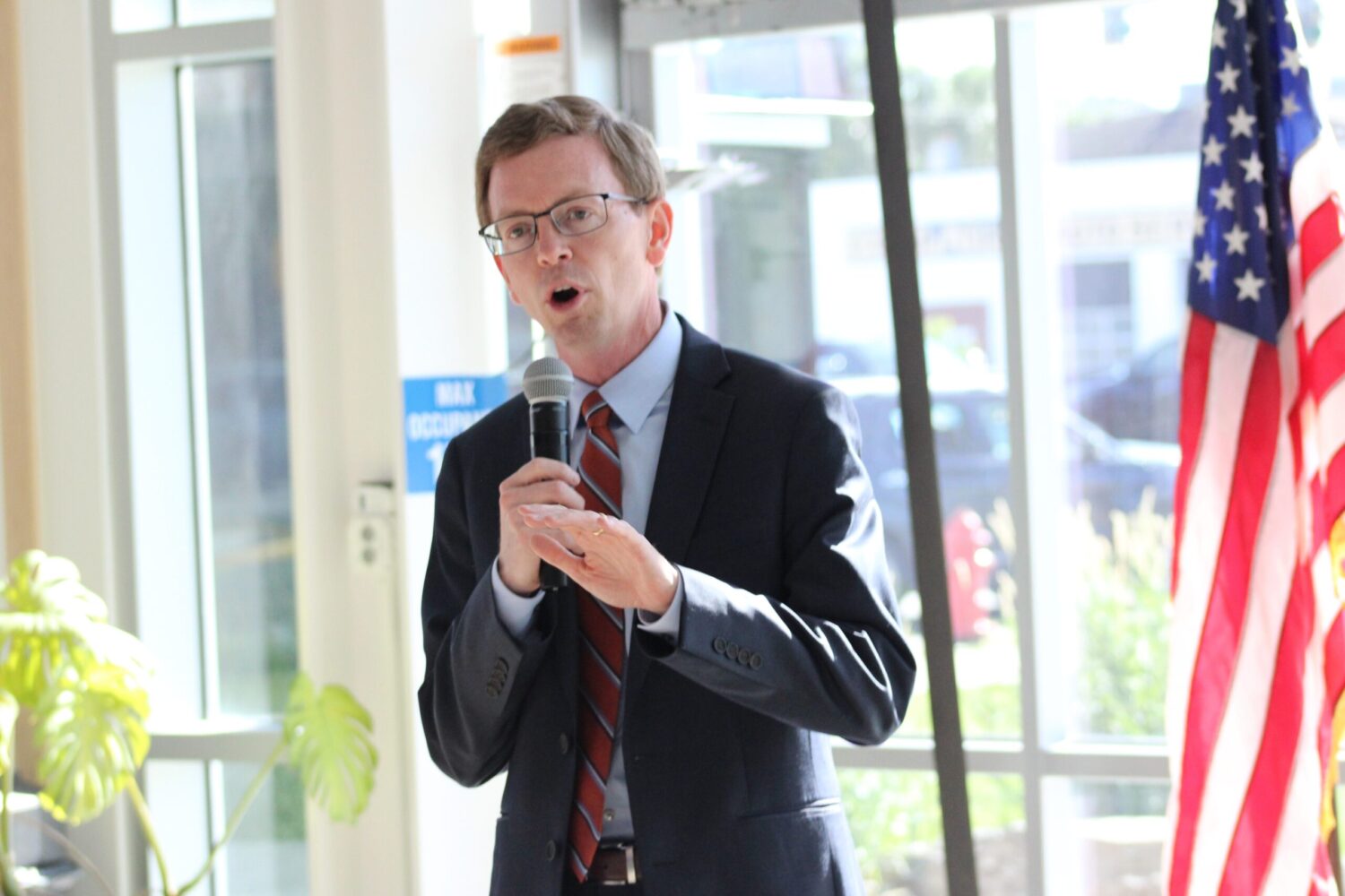 U.S. Rep. Dusty Johnson, R-South Dakota, announces his 2026 campaign for governor during an event on June 30, 2025, at the David Lust Accelerator Building in Rapid City. (Seth Tupper/South Dakota Searchlight)