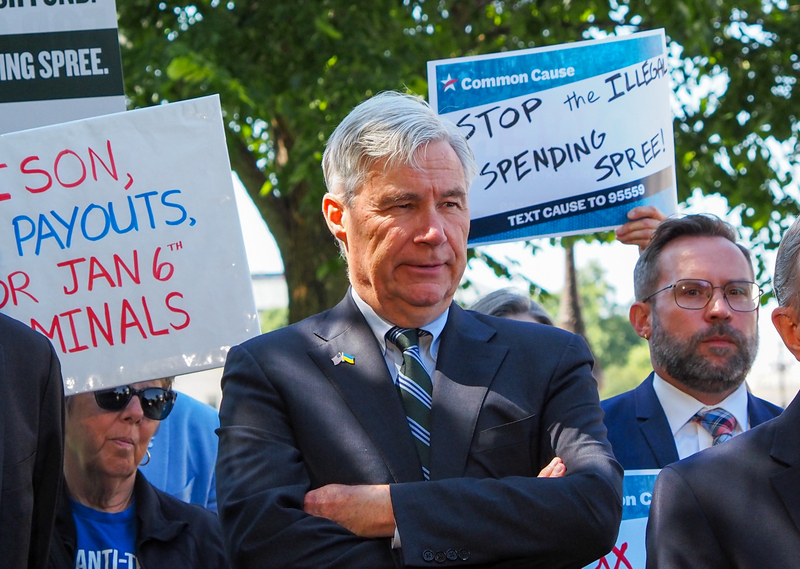 U.S. Sen. Sheldon Whitehouse, D-R.I., at a press conference opposing the Trump administration's $1.776 billion "anti-weaponization" fund on Capitol Hill in Washington, D.C., on June 2, 2026. (Photo by Ashley Murray/States Newsroom)