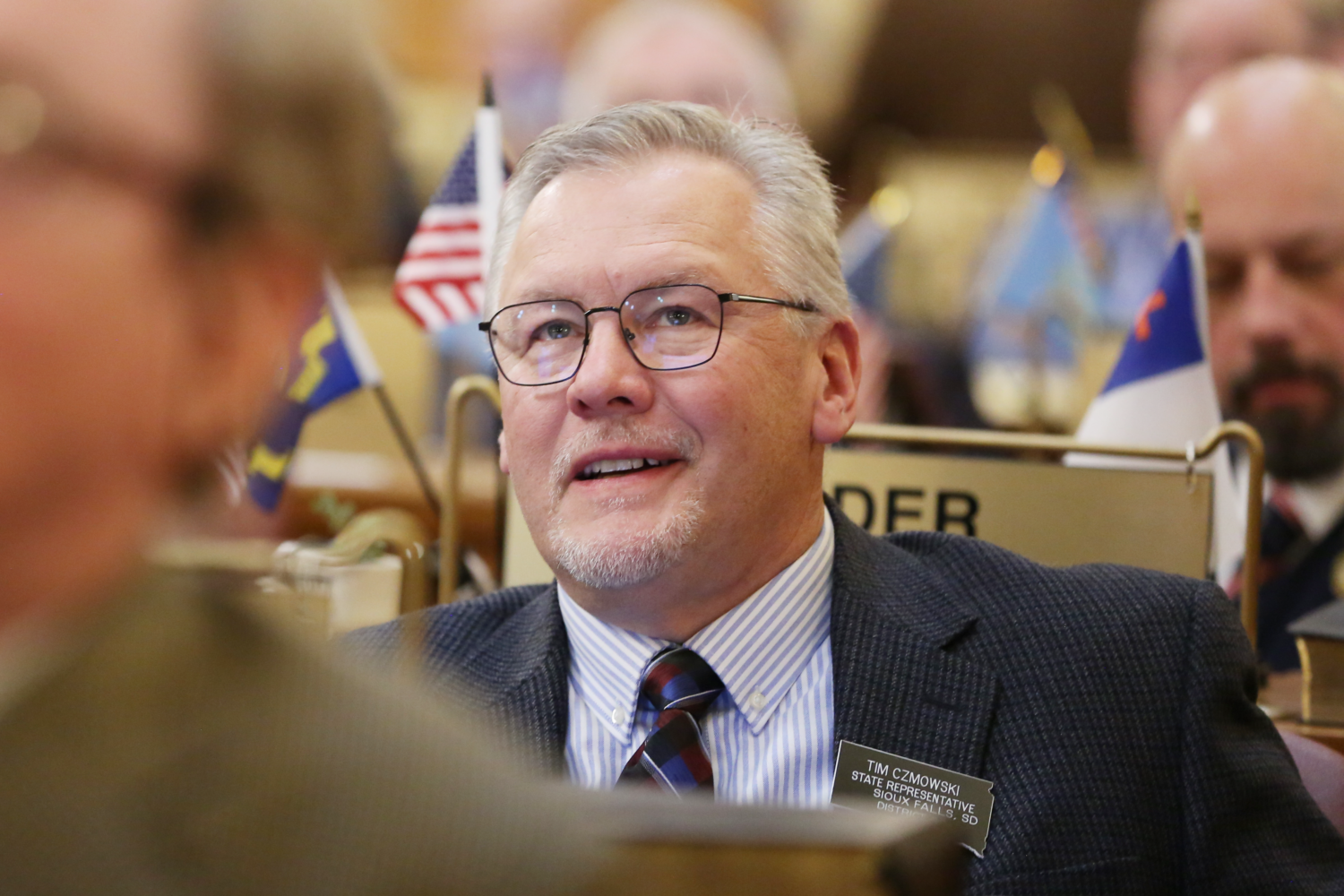 Rep. Tim Czmowski, R-Sioux Falls, listens to a speaker on the House floor on March 3, 2025. (Makenzie Huber/South Dakota Searchlight)
