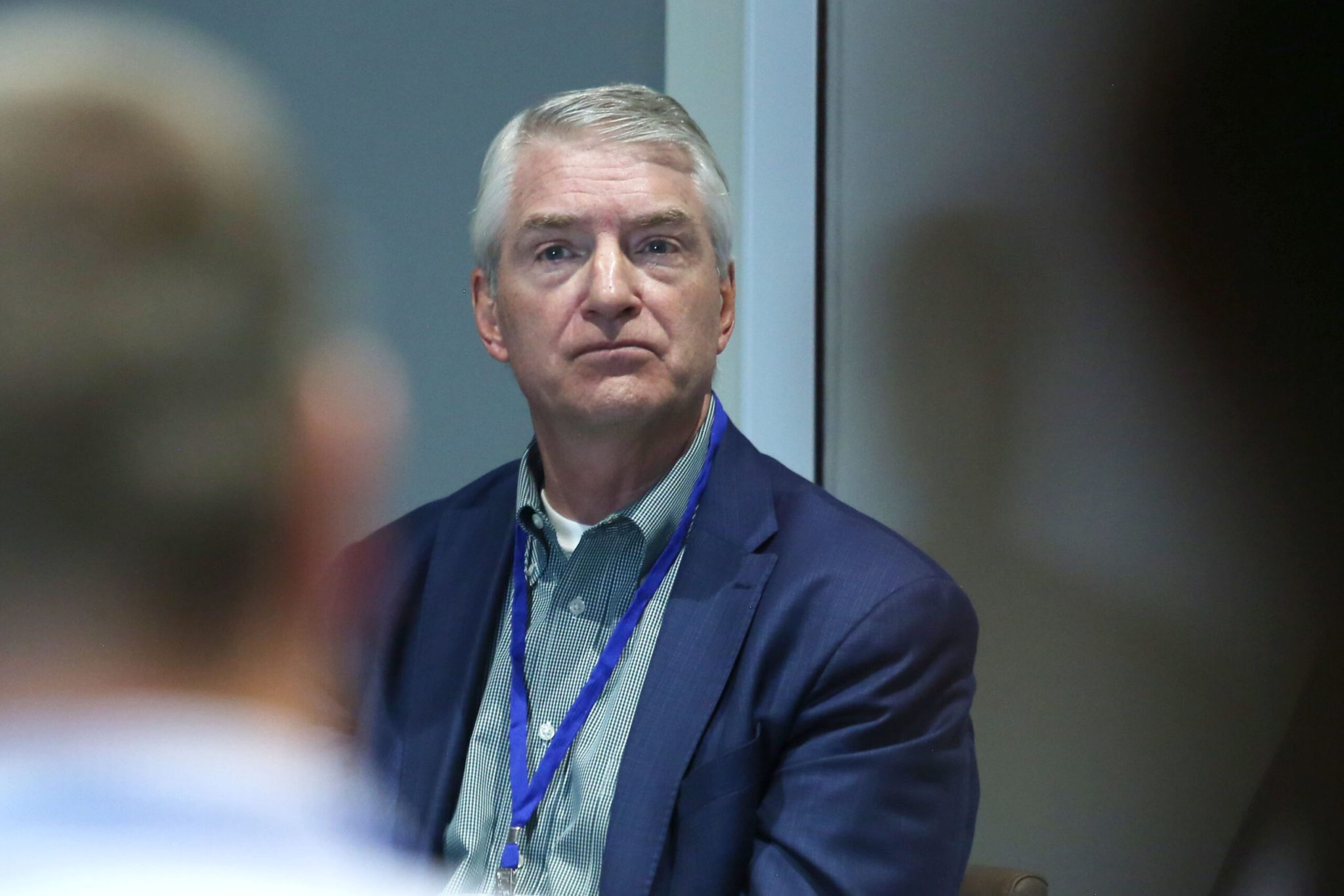 Brian Bird, president and CEO of Northwestern Energy, speaks on a panel at the SDSU Land and Lending Conference in Sioux Falls on Oct. 1, 2025. (Photo by Makenzie Huber/South Dakota Searchlight)