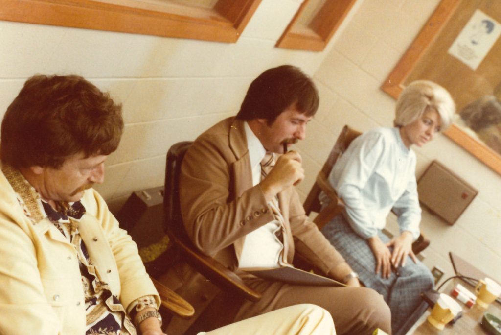 Dana Caldwell (unknown) Gwen Ehlers in a 1970’s sales meeting