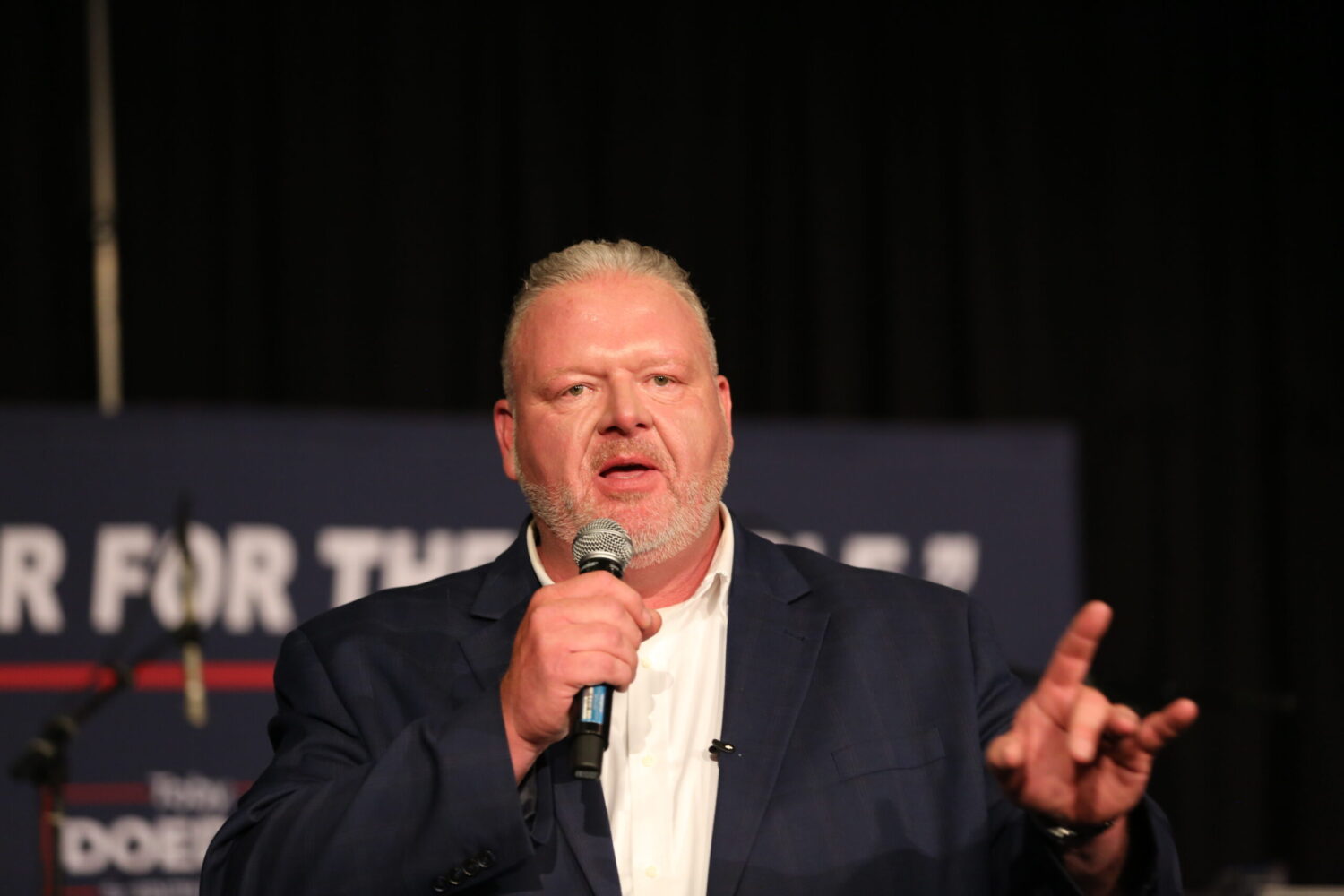 Republican candidate for governor Toby Doeden gives a speech to a room full of supporters in Sioux Falls, South Dakota, on June 2, 2026. (Photo by Joshua Haiar/South Dakota Searchlight)